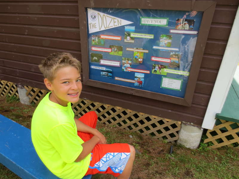 This bulletin board attached to Pines Cabin gets a lot of attention.  It shows a dozen different Kingswood activities we hope campers will accomplish in their "camp careers."  The display is alluring and we think boys are spreading their wings nicely.  
