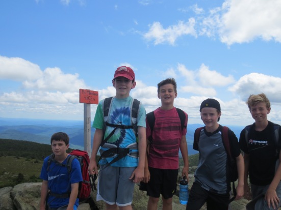 And then, it stopped raining and remained really bright and sunny all summer long. Jaden (center-left) climbed 29 mountains this summer, proof that it was a great time to hike. 